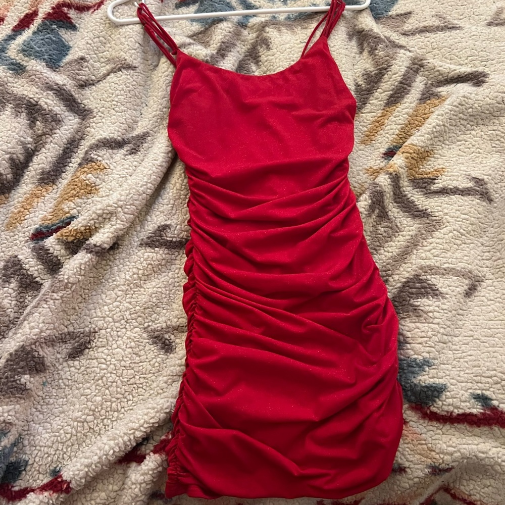 Elegant Red Ruched Dress